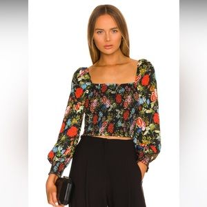 Alice + Olivia Cooper Smock Bodice Top in Wild & Free